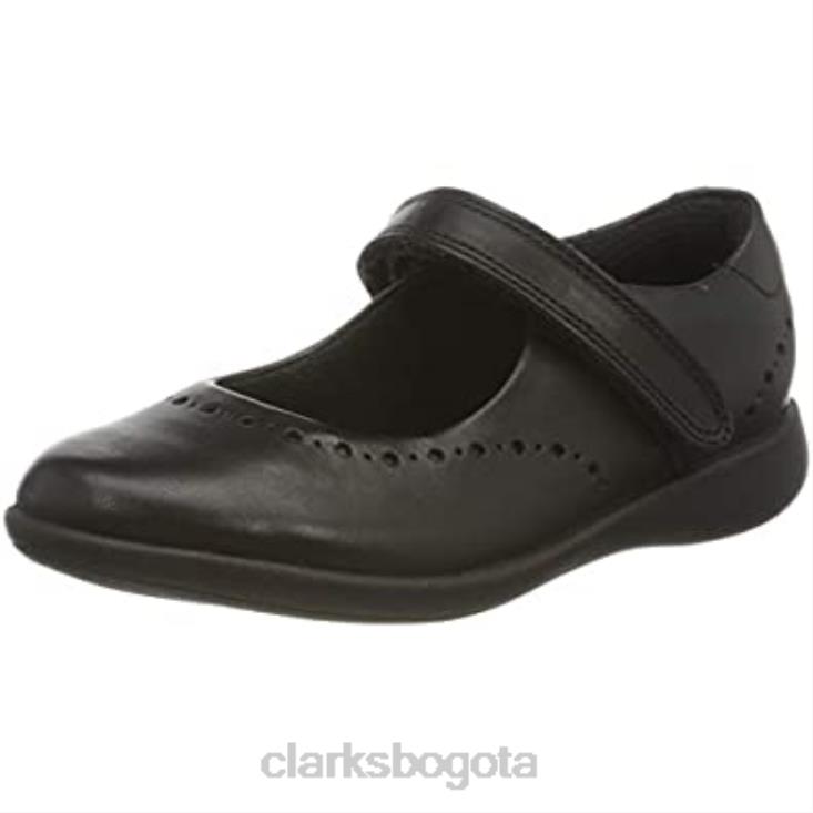 Clarks 0DX8L608 Zapatos escolares de ballet de corte ancho para niña Clarks etch craft k negros niños cuero negro cuero negro