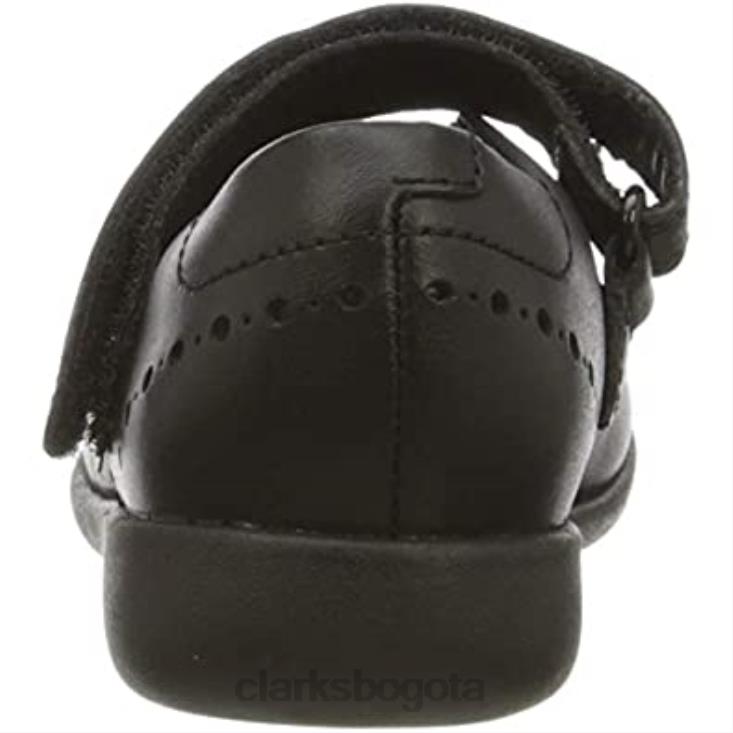Clarks 0DX8L608 Zapatos escolares de ballet de corte ancho para niña Clarks etch craft k negros niños cuero negro cuero negro