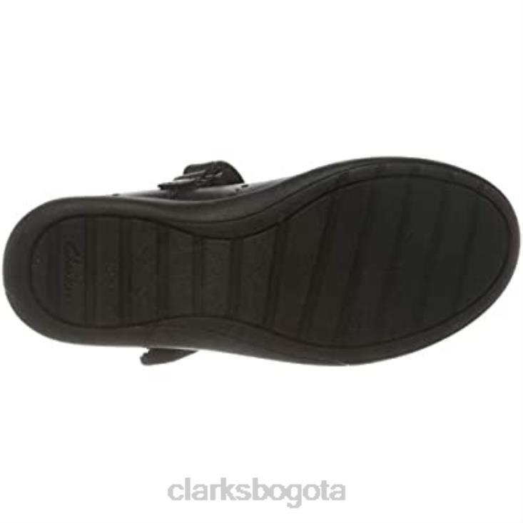Clarks 0DX8L608 Zapatos escolares de ballet de corte ancho para niña Clarks etch craft k negros niños cuero negro cuero negro