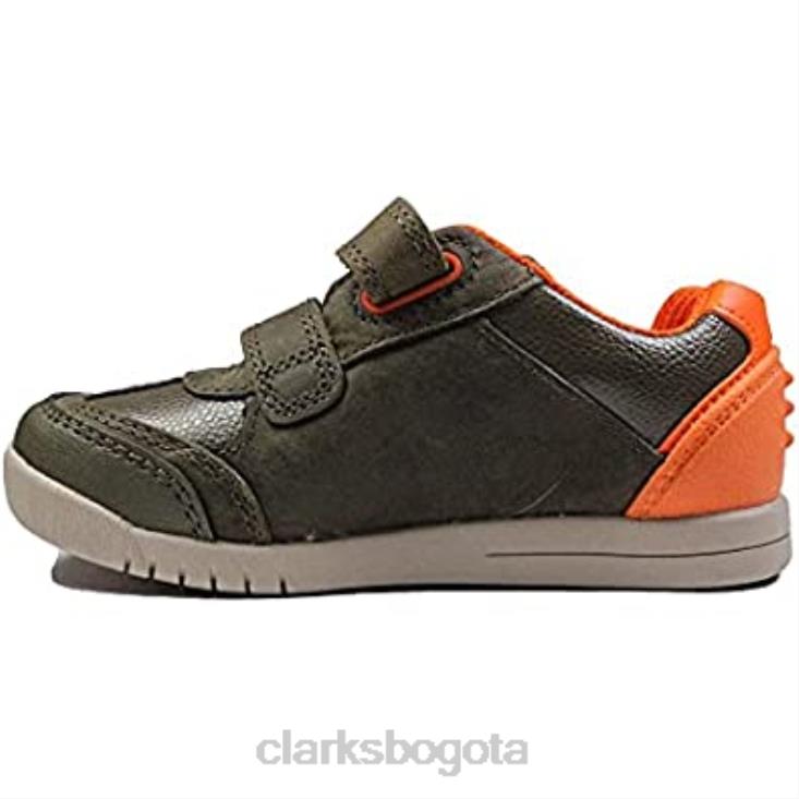 Clarks 0DX8L61 zapatos clarks rex play de cuero verde caqui para niños con cinta adhesiva niños