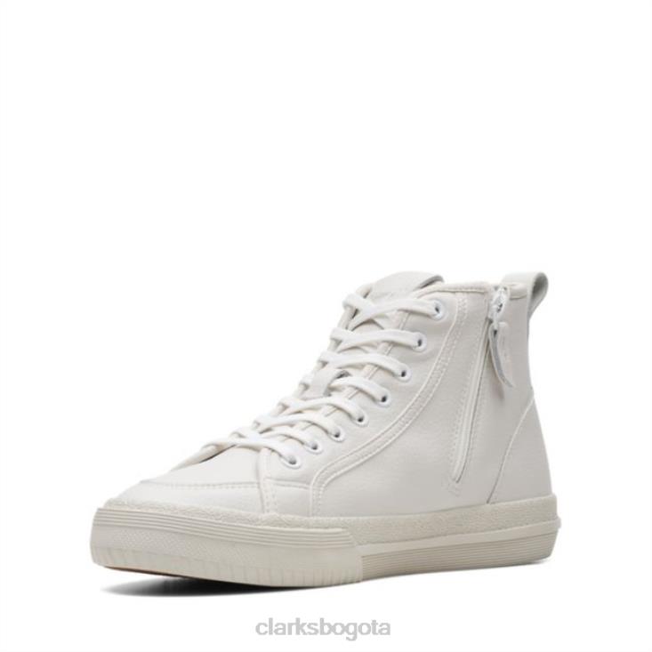 Clarks 0DX8L6116 cuero blanco roxby hi cuero blanco clarks mujer cuero blanco