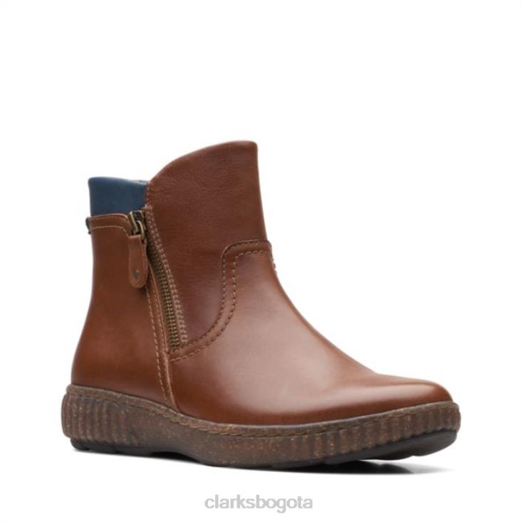 Clarks 0DX8L6139 cuero tostado oscuro clarks magnolia haley cuero tostado oscuro mujer cuero bronceado oscuro