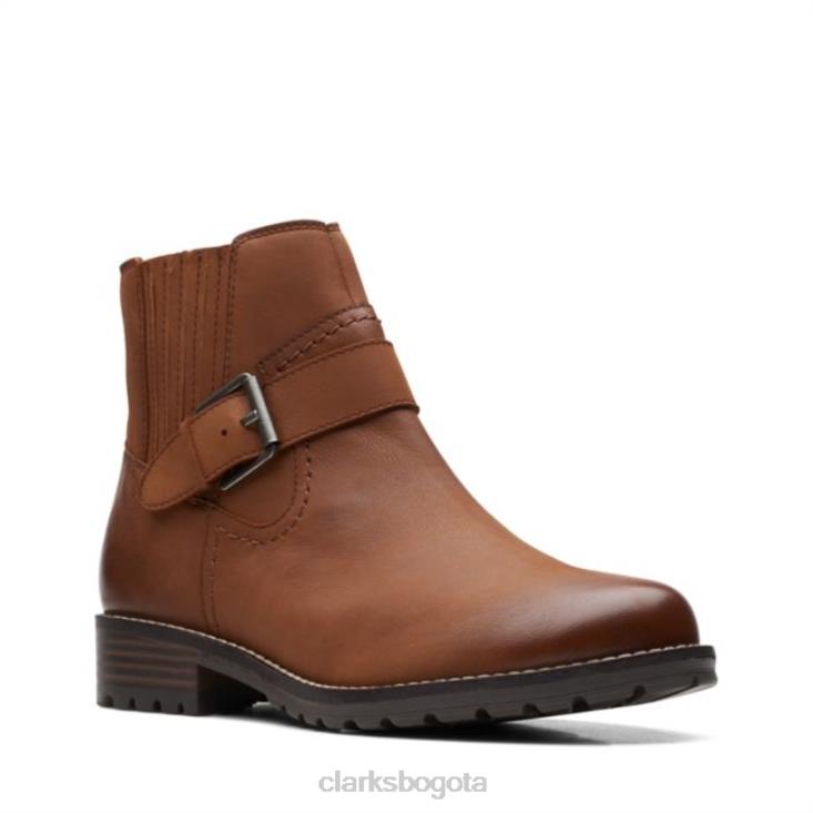 Clarks 0DX8L6141 clarkwellstrap cuero tostado oscuro clarks cuero tostado oscuro mujer cuero bronceado oscuro