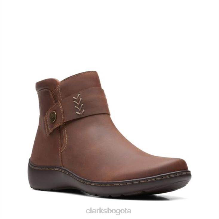 Clarks 0DX8L6147 cuero tostado oscuro clarks cora rae cuero tostado oscuro mujer cuero bronceado oscuro