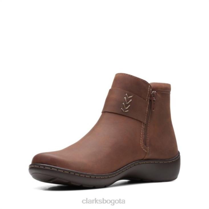 Clarks 0DX8L6147 cuero tostado oscuro clarks cora rae cuero tostado oscuro mujer cuero bronceado oscuro