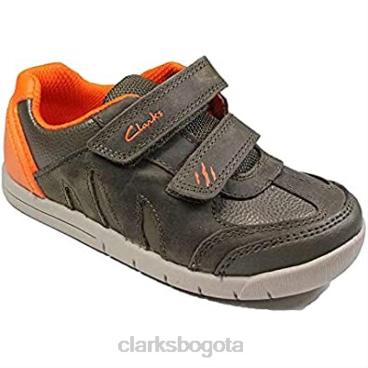 Clarks 0DX8L62 zapatos rex play para niño de cuero verde caqui con cinta adhesiva para niños clarks niños