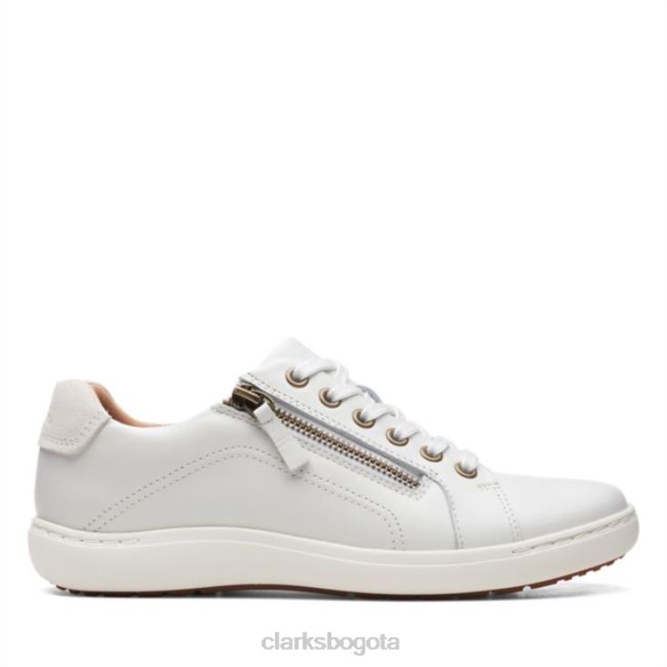 Clarks 0DX8L6203 cuero blanco clarks nalle encaje cuero blanco mujer cuero blanco
