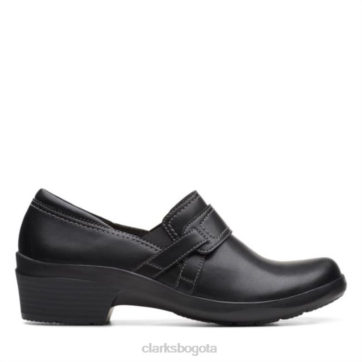Clarks 0DX8L6263 angie poppy cuero negro clarks cuero negro mujer cuero negro