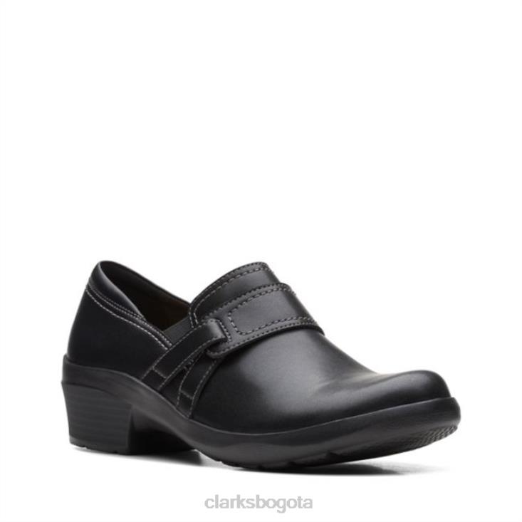 Clarks 0DX8L6263 angie poppy cuero negro clarks cuero negro mujer cuero negro