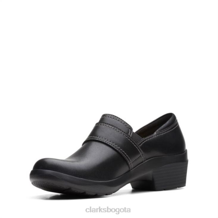 Clarks 0DX8L6263 angie poppy cuero negro clarks cuero negro mujer cuero negro