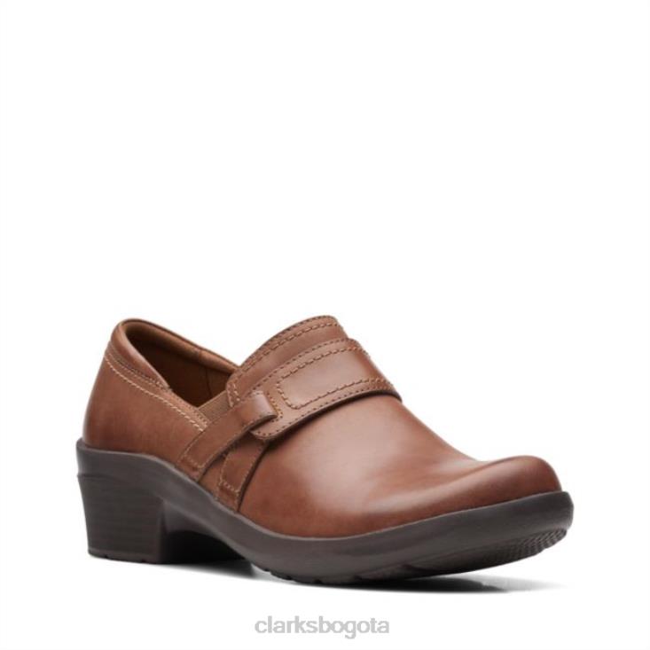 Clarks 0DX8L6264 cuero tostado oscuro clarks angie poppy cuero tostado oscuro unisexo cuero bronceado oscuro