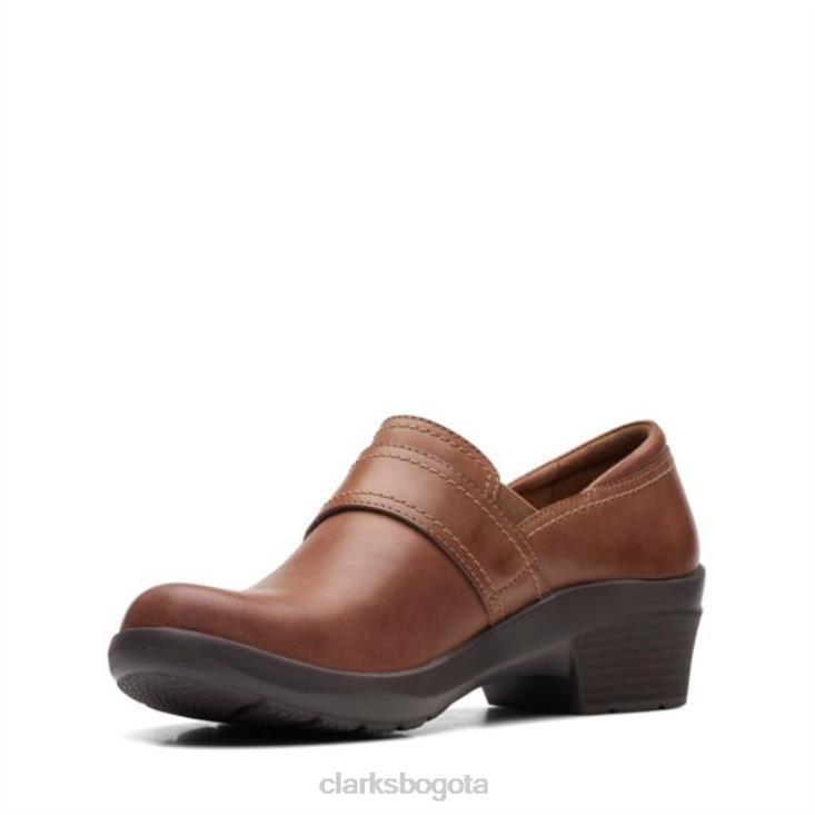Clarks 0DX8L6264 cuero tostado oscuro clarks angie poppy cuero tostado oscuro unisexo cuero bronceado oscuro