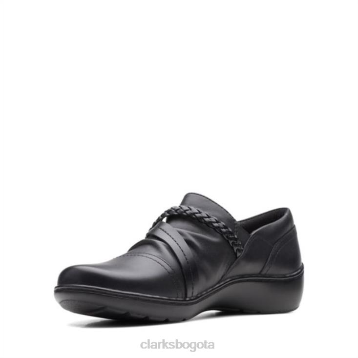 Clarks 0DX8L6286 cora trenza zapato cuero negro clarks de cuero negro mujer cuero negro