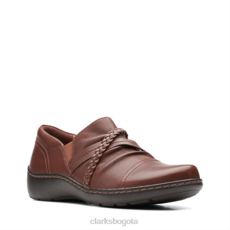 Clarks 0DX8L6287 zapato trenzado cora cuero tostado oscuro clarks cuero tostado oscuro mujer cuero bronceado oscuro