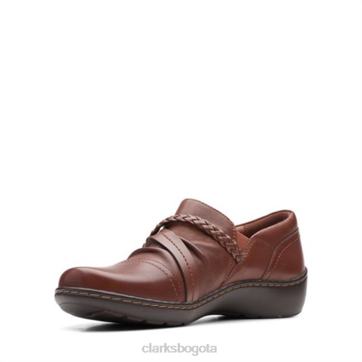Clarks 0DX8L6287 zapato trenzado cora cuero tostado oscuro clarks cuero tostado oscuro mujer cuero bronceado oscuro