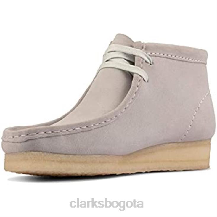 Clarks 0DX8L633 Clarks Wallabee Derby de ante azul gris para mujer mujer gamuza gris azul