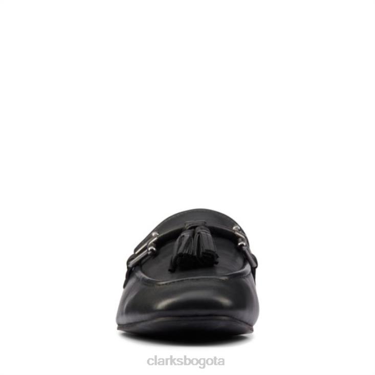 Clarks 0DX8L6465 Clarks cuero negro puro 2 borlas cuero negro unisexo cuero negro