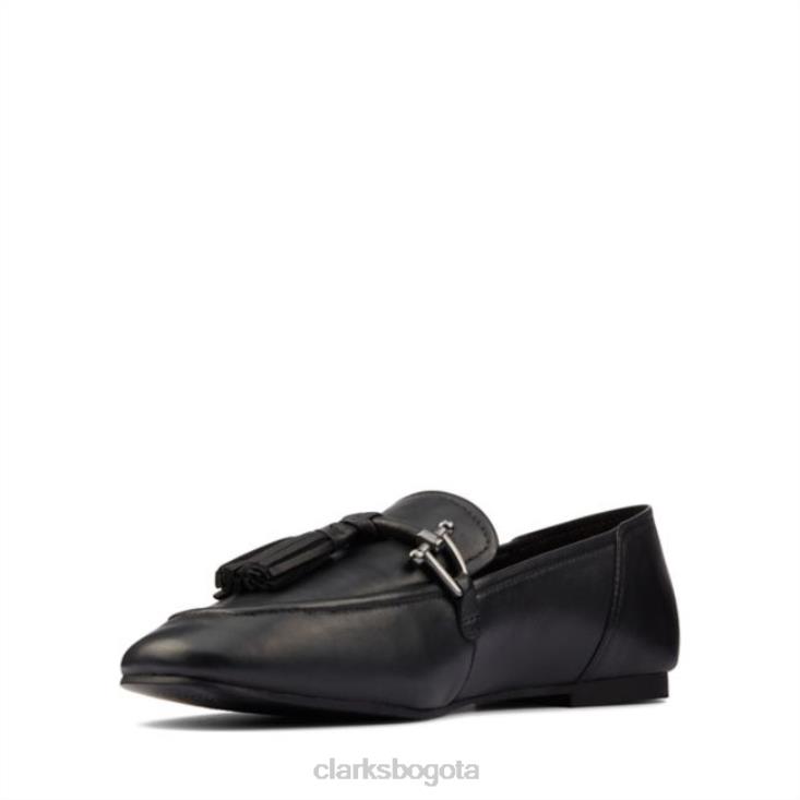 Clarks 0DX8L6465 Clarks cuero negro puro 2 borlas cuero negro unisexo cuero negro