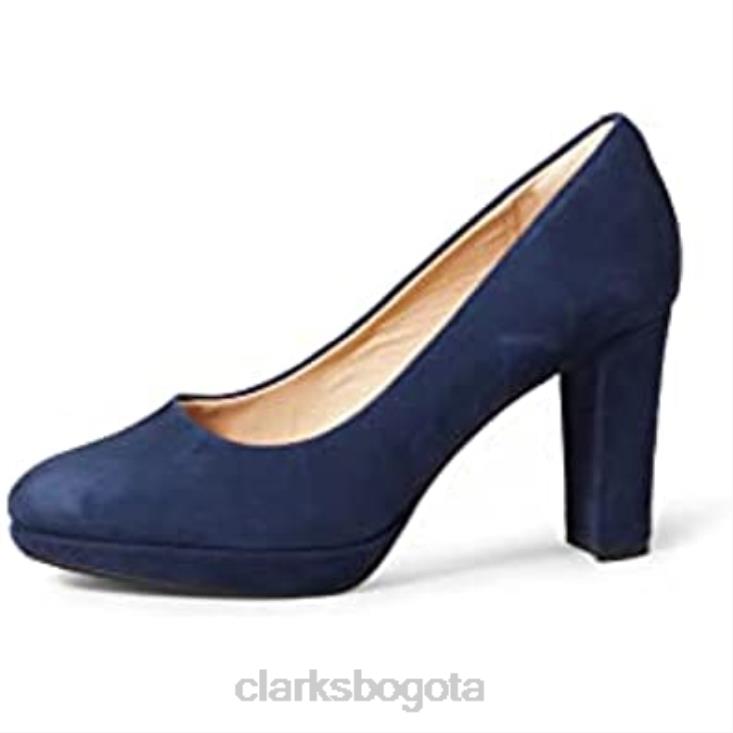 Clarks 0DX8L649 Zapatos de tacón cerrados kendra sienna de gamuza azul marino de Clarks para mujer mujer gamuza azul marino