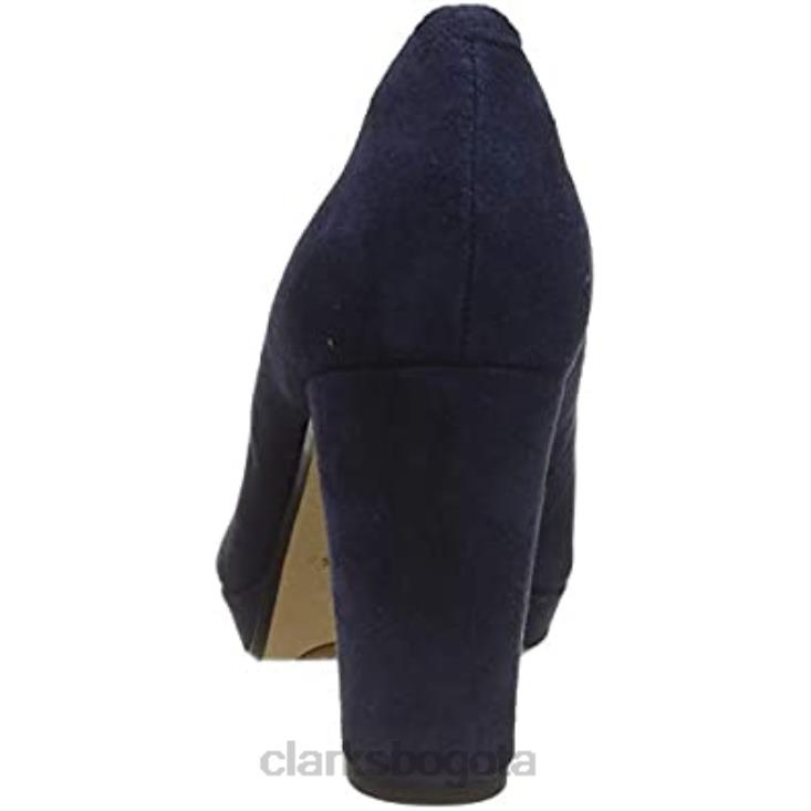 Clarks 0DX8L649 Zapatos de tacón cerrados kendra sienna de gamuza azul marino de Clarks para mujer mujer gamuza azul marino