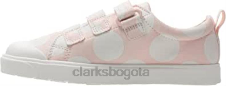 Clarks 0DX8L651 Clarks rosa niños niños niñas zapatos de lona con gancho y bucle City flare lo k niños rosa