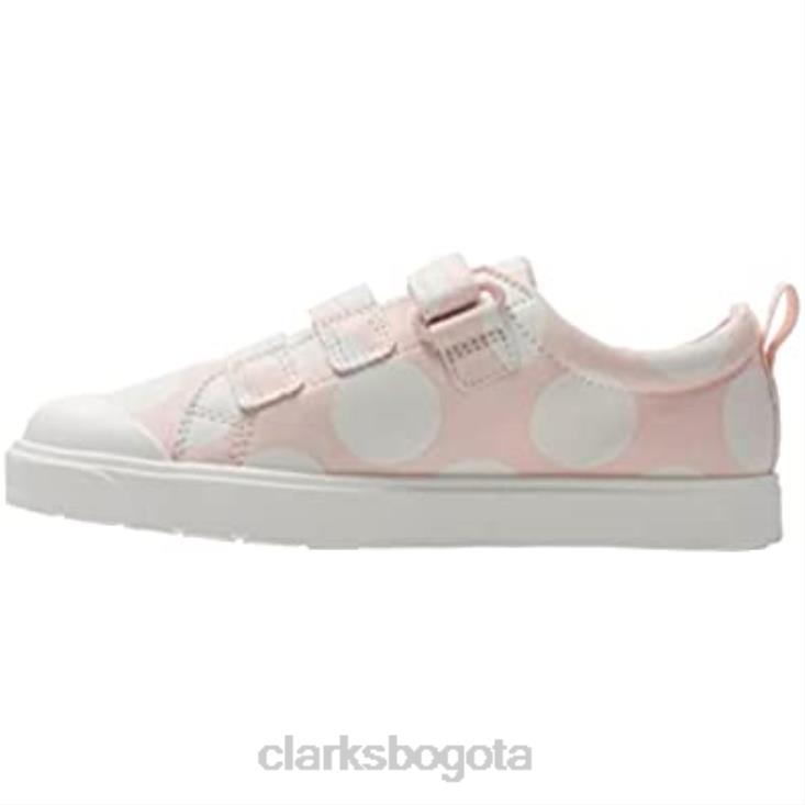 Clarks 0DX8L651 Clarks rosa niños niños niñas zapatos de lona con gancho y bucle City flare lo k niños rosa