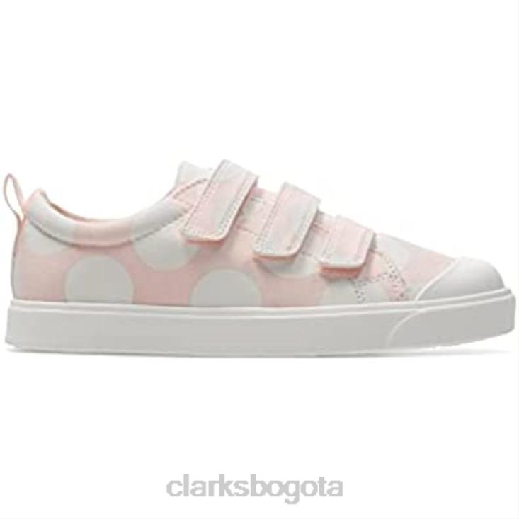 Clarks 0DX8L651 Clarks rosa niños niños niñas zapatos de lona con gancho y bucle City flare lo k niños rosa