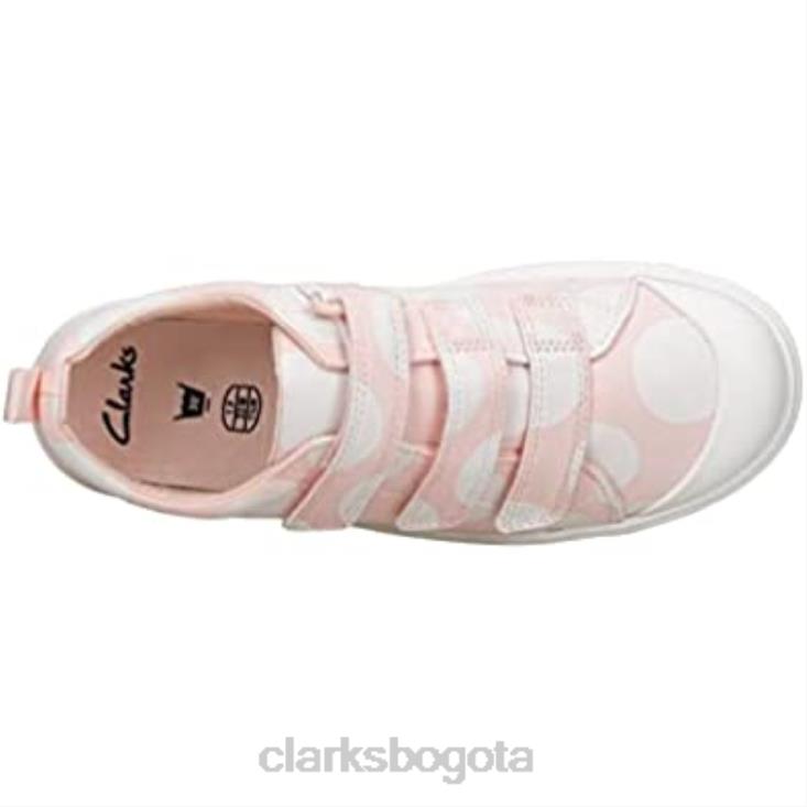 Clarks 0DX8L651 Clarks rosa niños niños niñas zapatos de lona con gancho y bucle City flare lo k niños rosa