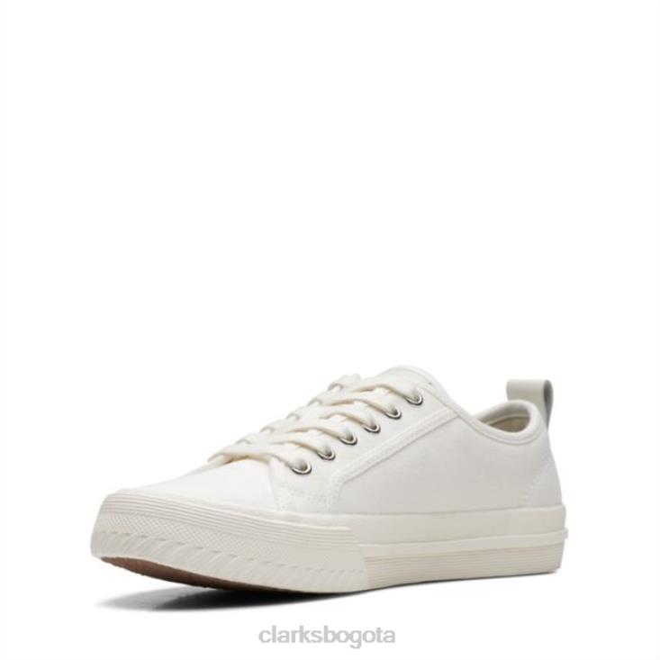 Clarks 0DX8L6555 lona blanca clarks roxby encaje lona blanca mujer lienzo blanco