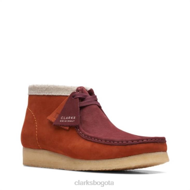 Clarks 0DX8L6634 Bota clarks wallabee combi naranja drk combi naranja drk hombres combi naranja oscuro
