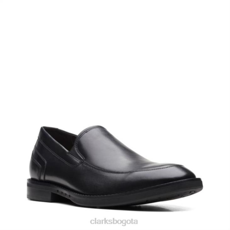 Clarks 0DX8L6672 clarks de cuero negro un hugh step cuero negro hombres cuero negro