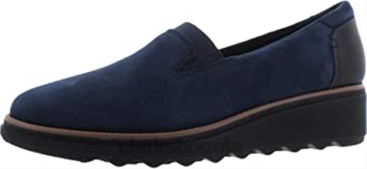 Clarks 0DX8L68 Mocasines sharon dolly de ante azul marino con ribete tostado oscuro para mujer clarks mujer ante azul marino con ribete tostado oscuro