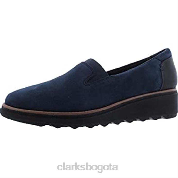 Clarks 0DX8L68 Mocasines sharon dolly de ante azul marino con ribete tostado oscuro para mujer clarks mujer ante azul marino con ribete tostado oscuro