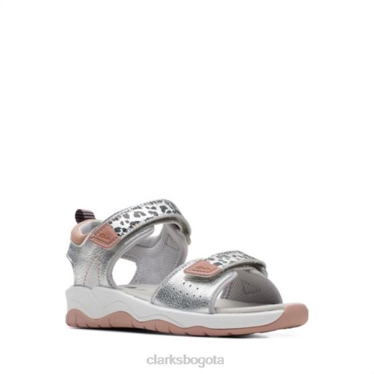 Clarks 0DX8L6859 clarks plateados c lowder print plata antigua niños plata