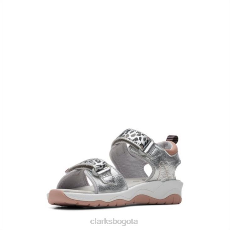 Clarks 0DX8L6859 clarks plateados c lowder print plata antigua niños plata