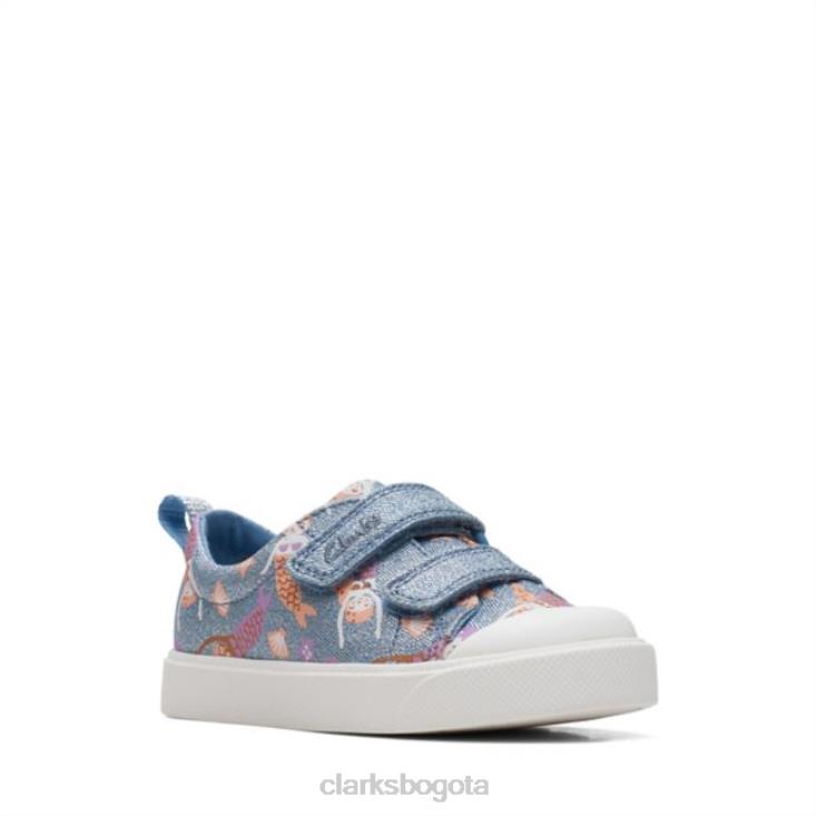 Clarks 0DX8L6865 clarks denim ciudad brillante denim niño niños mezclilla