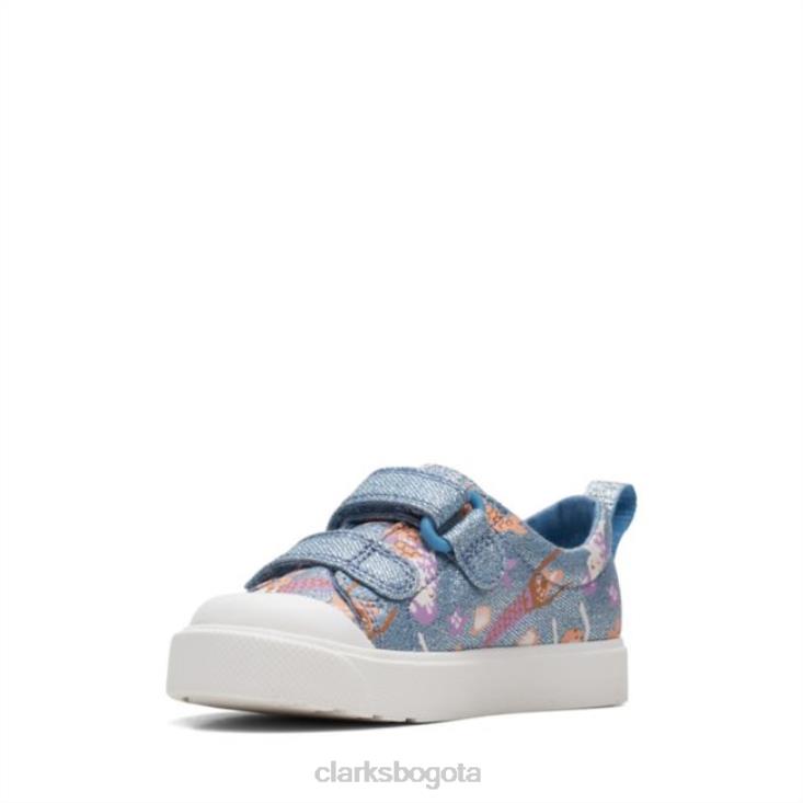 Clarks 0DX8L6865 clarks denim ciudad brillante denim niño niños mezclilla