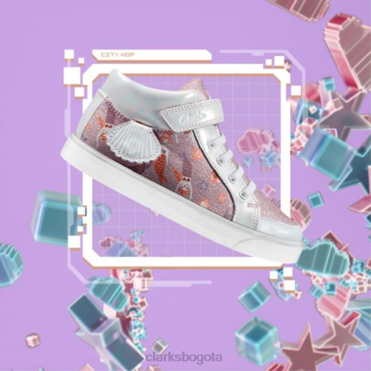 Clarks 0DX8L6868 combi rosa city hop niño combi rosa clarks niños combinación rosa