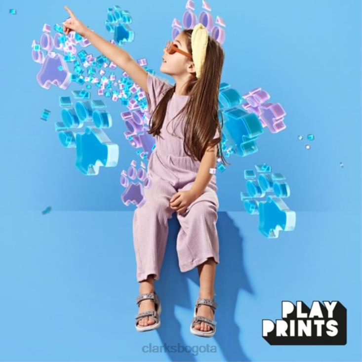 Clarks 0DX8L6871 c lowder print niño gris/rosa clarks gris/rosa niños gris/rosa