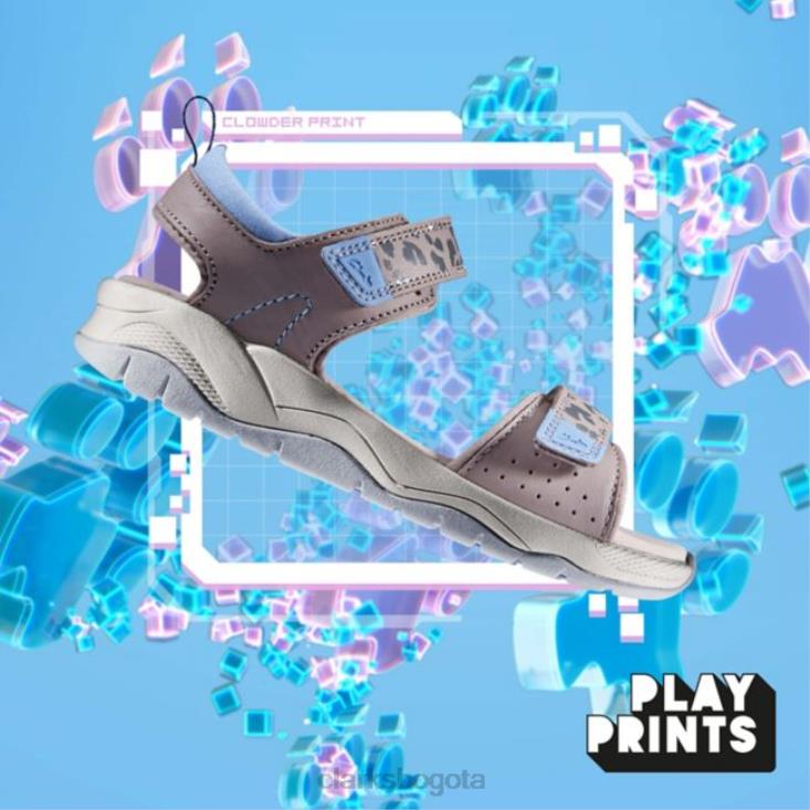 Clarks 0DX8L6871 c lowder print niño gris/rosa clarks gris/rosa niños gris/rosa