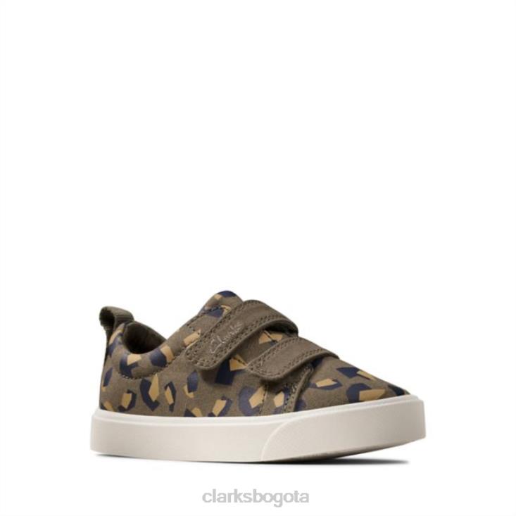 Clarks 0DX8L6877 ciudad brillante niño camuflaje oliva clarks olive camo niños camuflaje oliva
