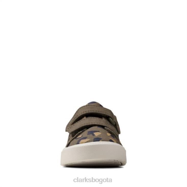 Clarks 0DX8L6877 ciudad brillante niño camuflaje oliva clarks olive camo niños camuflaje oliva