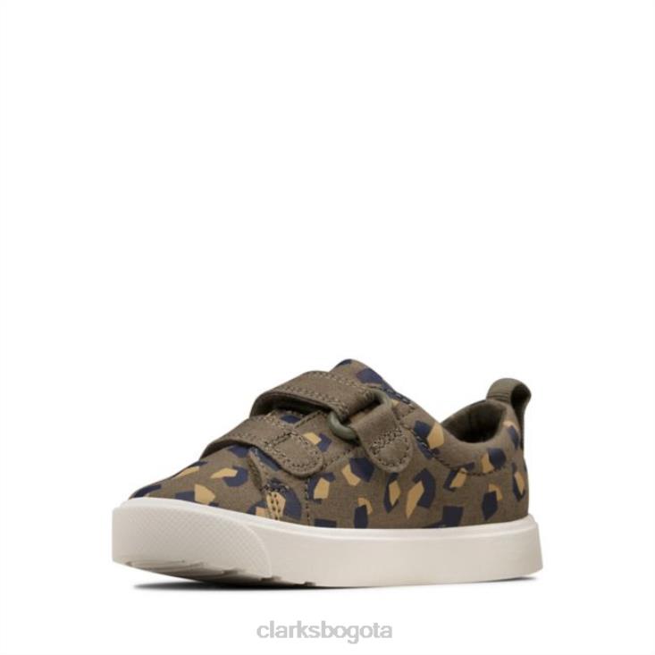 Clarks 0DX8L6877 ciudad brillante niño camuflaje oliva clarks olive camo niños camuflaje oliva