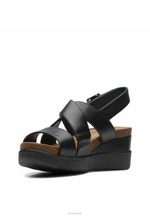 Clarks 0DX8L6911 sandalias lizby cuña cruzada clarks cuero negro unisexo cuero negro