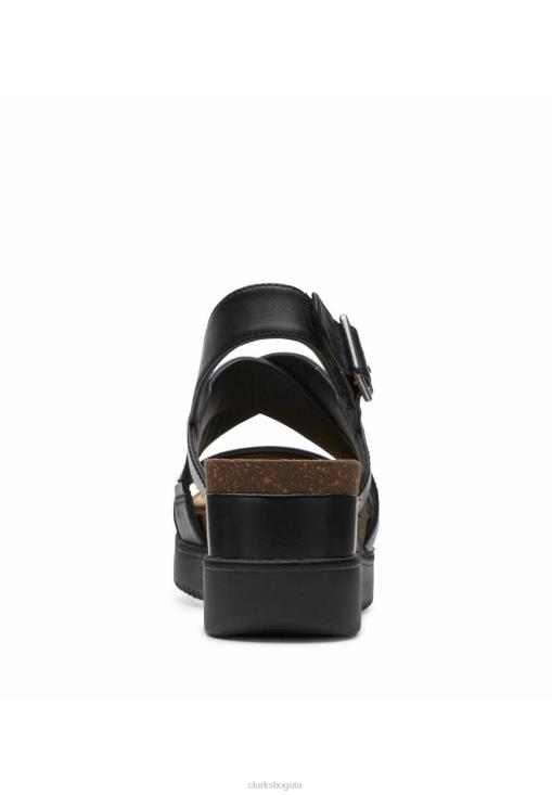Clarks 0DX8L6911 sandalias lizby cuña cruzada clarks cuero negro unisexo cuero negro