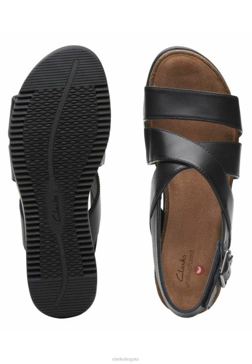 Clarks 0DX8L6911 sandalias lizby cuña cruzada clarks cuero negro unisexo cuero negro