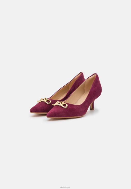 Clarks 0DX8L6961 tacones clasicos clarks merlot violeta unisexo merlot