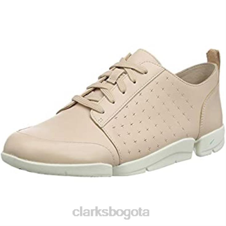 Clarks 0DX8L700 zapatilla de deporte de mujer triamelia edge de cuero rubor beige clarks mujer cuero rubor beige
