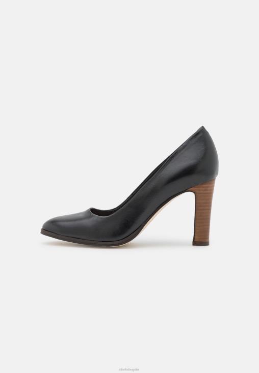 Clarks 0DX8L7015 tacones clasicos de cuero clarks negro unisexo negro