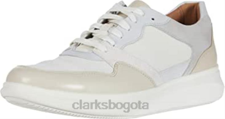Clarks 0DX8L706 clarks un Globe run blanco/piedra cuero/texto combinado blanco piedra cuero texto combinado unisexo combi texto cuero piedra blanco
